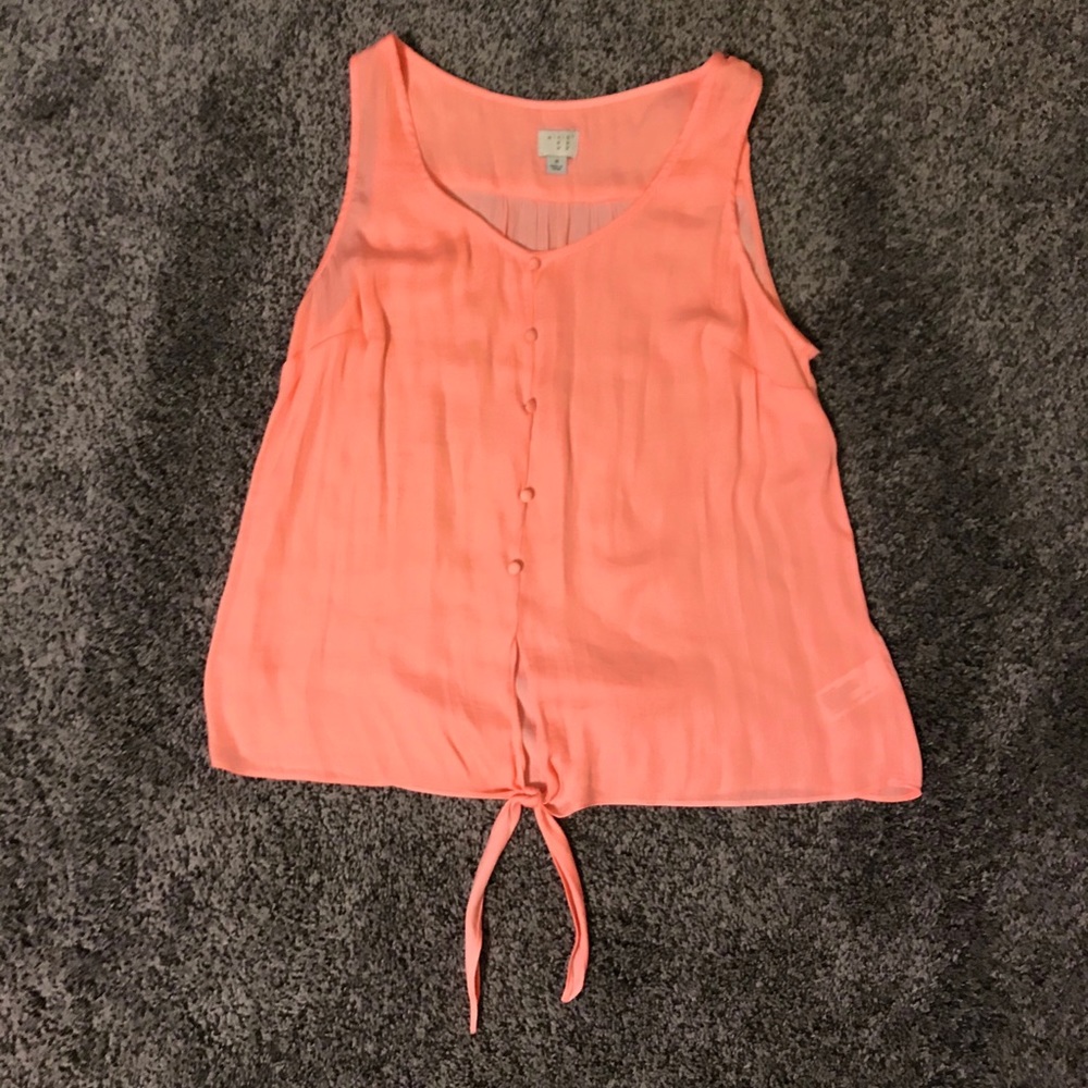 light pink fashion button down tank top with tie